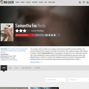 Samantha Fox, Nude Celebrities List