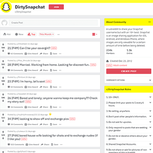 Dirty Snapchat, Reddit NSFW List