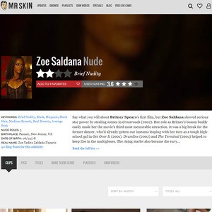 Zoe Saldana, Nude Celebrities List